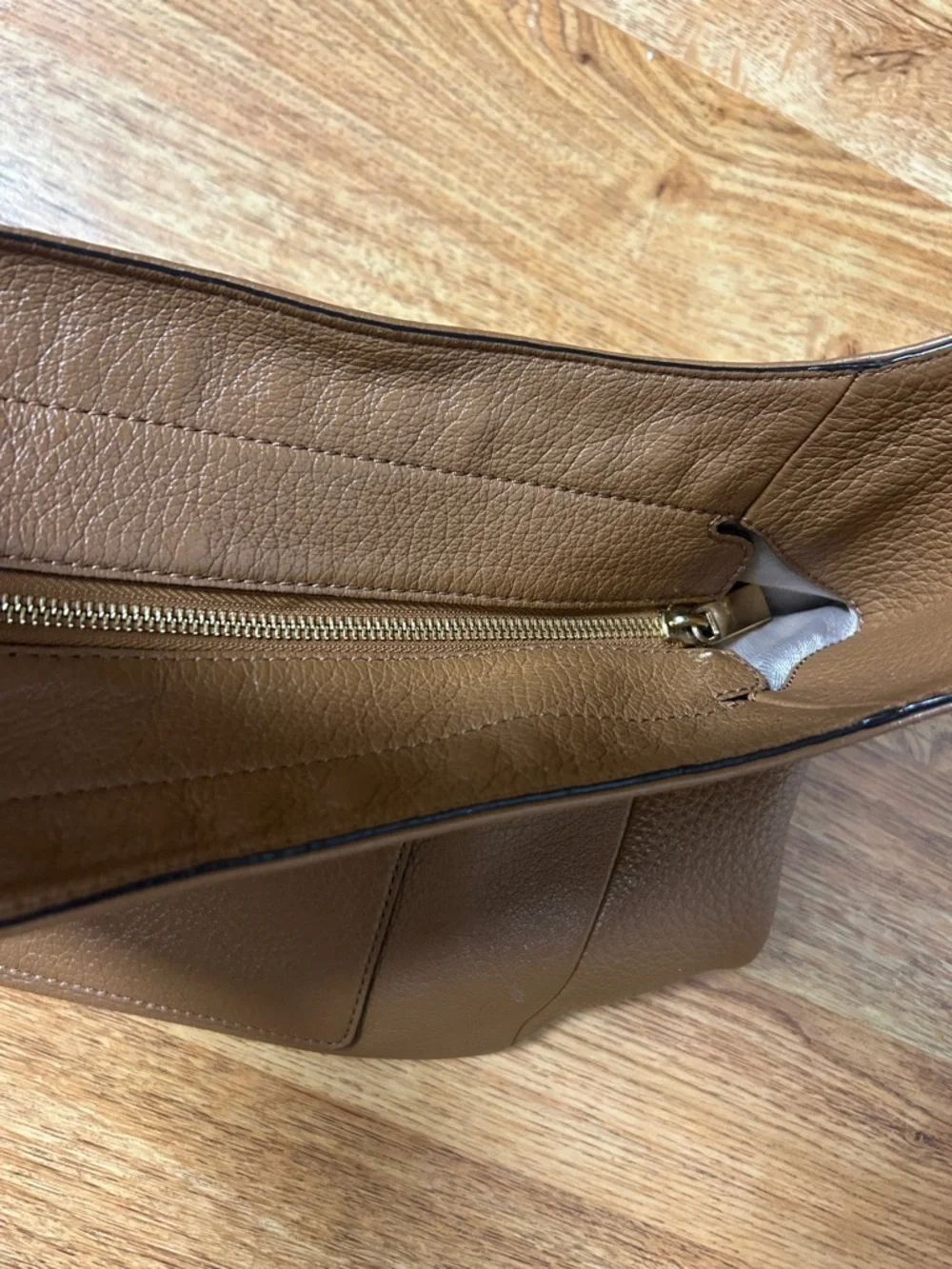 Michael Kors Classic Brown Leather Shoulder Hobo Bag - Picture 8 of 11